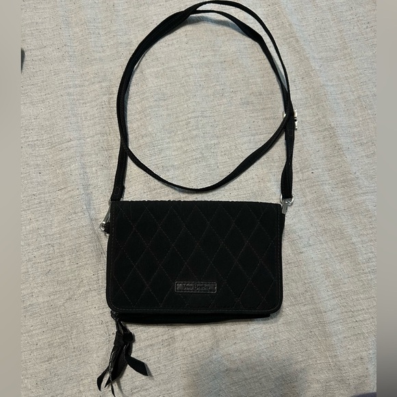 Vera Bradley Black Quilted Crossbody Purse Bag - Picture 3 of 4